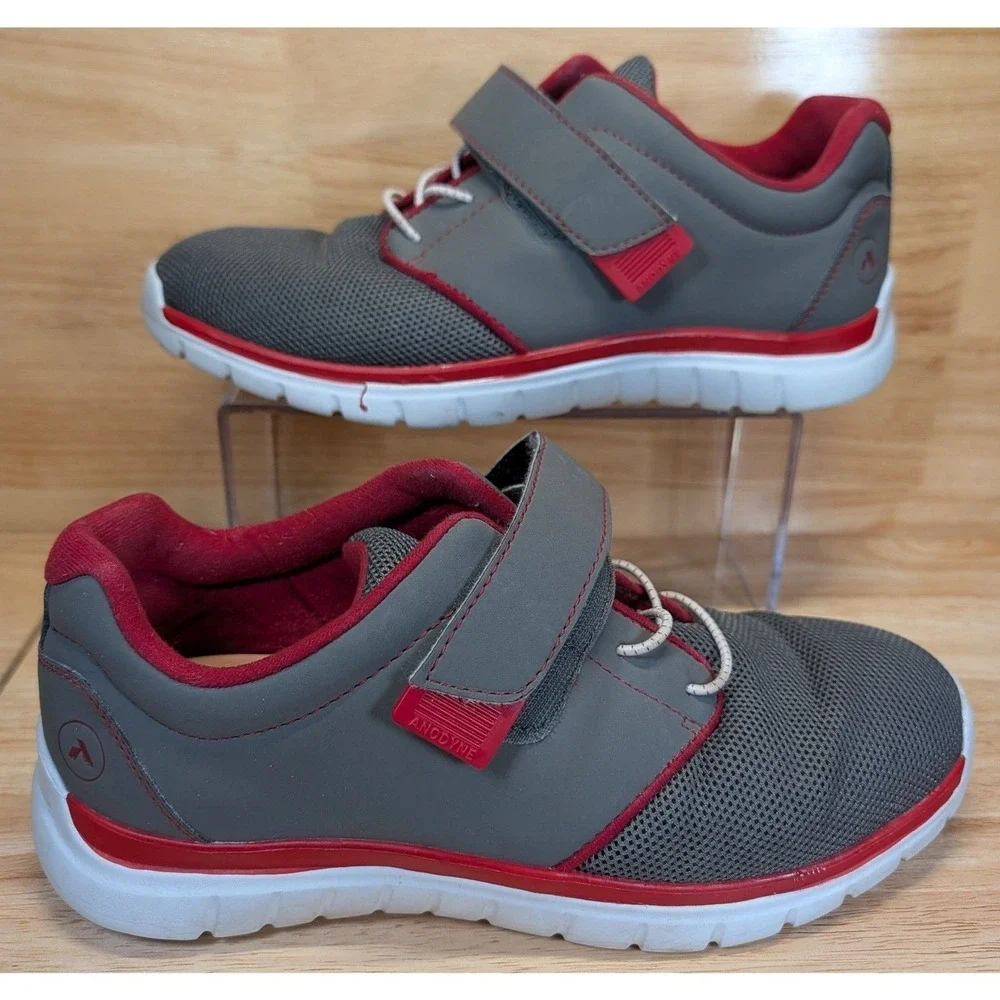 Anodyne‎ No. 46 Men's Comfort Walking Shoes Gray Red Size 8M Diabetic Sneaker